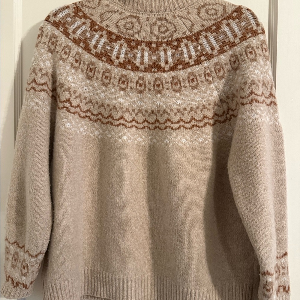 cupcakes & cashmere Beige and Brown Turtleneck Sweater